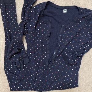 Old Navy Dark Blue Polka Dot Pajama Set